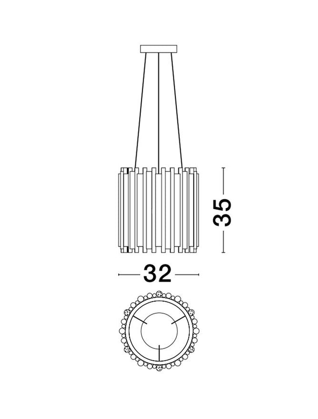 FELIX Gold Aluminium & Acrylic LED G9 6x5 Watt 230 Volt IP20 Bulb Excluded D: 32 H1: 35 H2: 120 cm Adjustable height