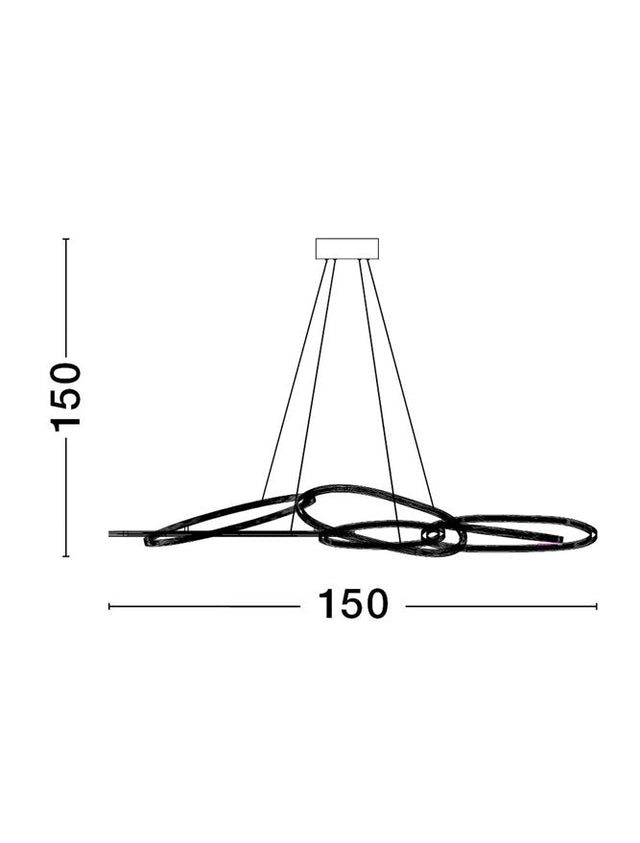 NUDOS Triac Dimmable Gold Aluminium & Acrylic LED 158 Watt 230 Volt 11060Lm 3000K IP20 L: 150 W: 80 H: 150 cm Adjustable Height