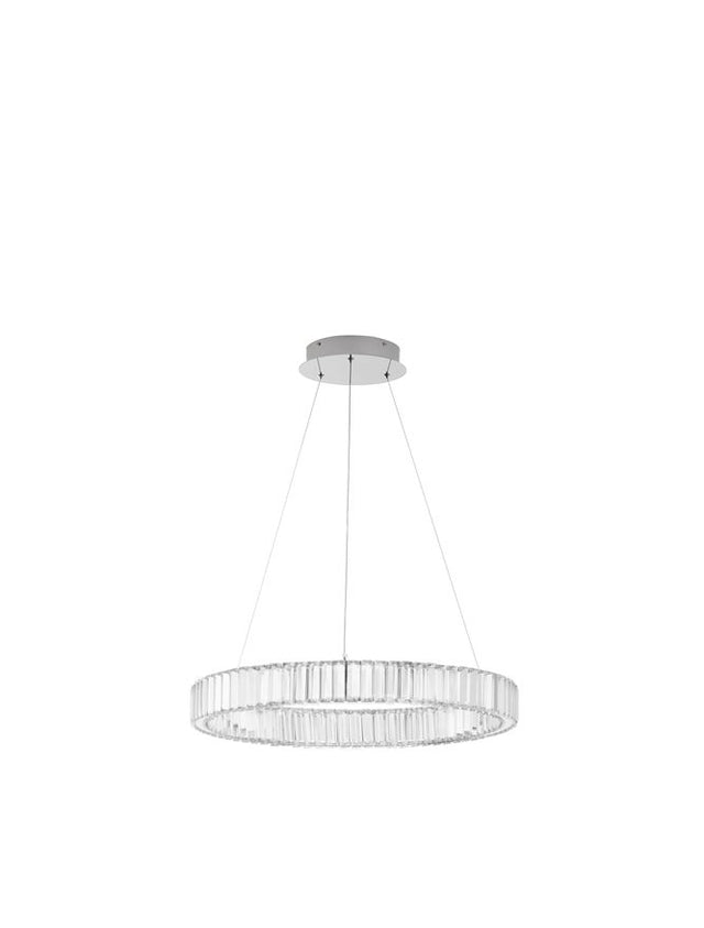 AURELIA Triac Dimmable Chrome Metal & Crystal LED 41W 230 Volt 4647Lm 3500K IP20 Class I D: 60 H: 150 cm Adjustable Height