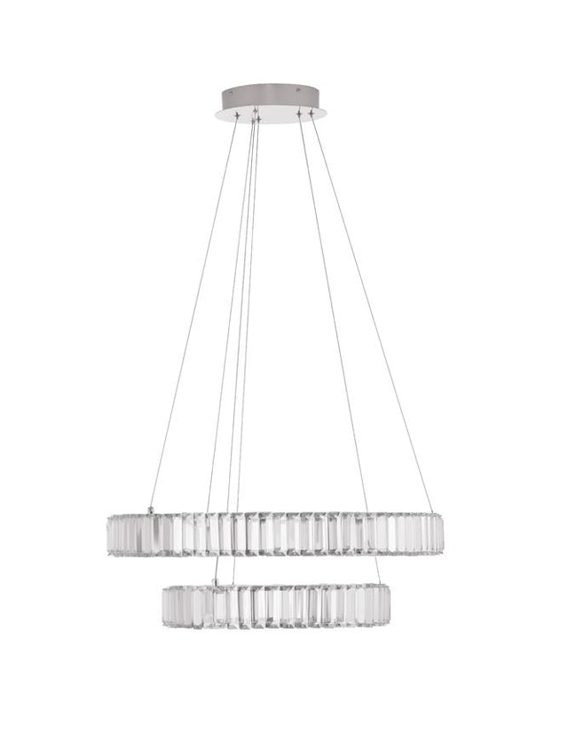 AURELIA Triac Dimmable Chrome Metal & Crystal LED 92W 230 Volt 7670Lm 3500K IP20 Class I D1: 80 D2: 60 D3: 40 H: 160 cm Adjustable Height