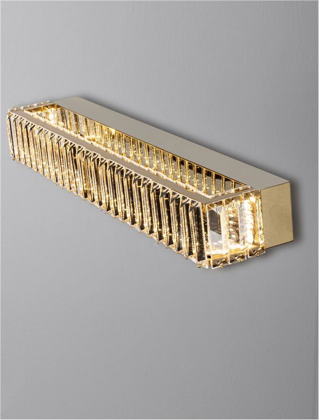 AURELIA Gold Metal & Crystal LED 19W 230 Volt 1428Lm 3500K IP20 Class I L: 7.6 W: 12 H: 60 cm