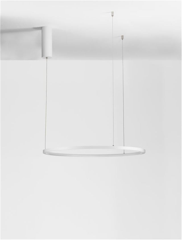 TARQUIN Triac Dimmable Sandy White Aluminium & Acrylic LED 37 Watt 230 Volt 1274Lm 3000K IP20 D: 60 H: 200 cm Adjustable Height