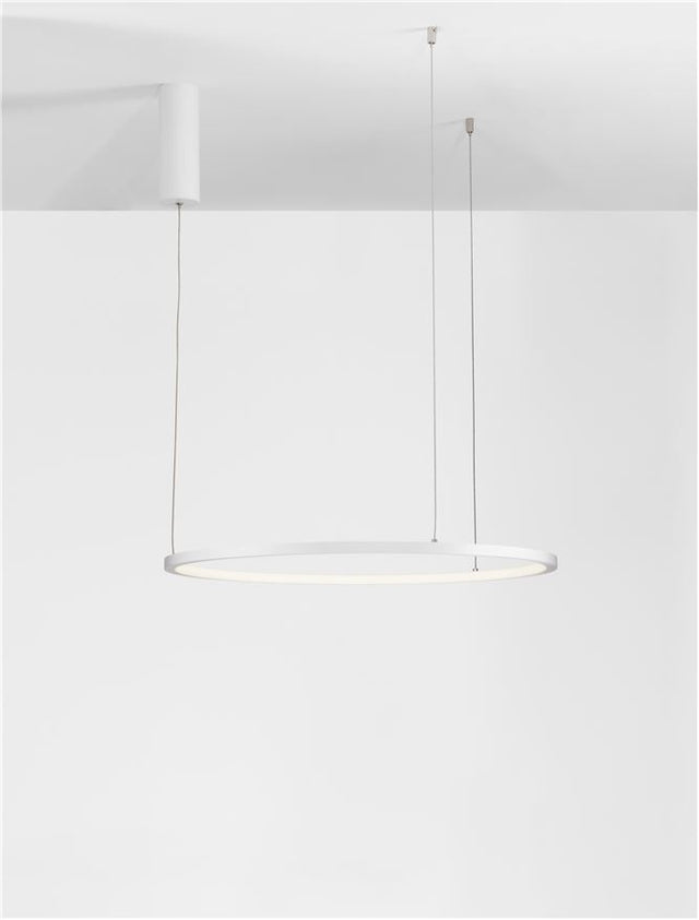 TARQUIN Triac Dimmable Sandy White Aluminium & Acrylic LED 37 Watt 230 Volt 1274Lm 3000K IP20 D: 60 H: 200 cm Adjustable Height