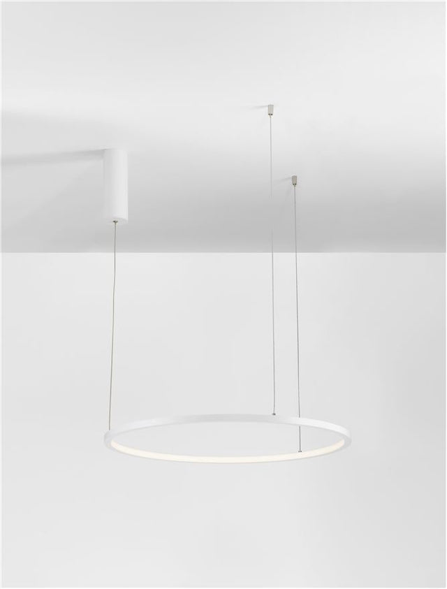 TARQUIN Triac Dimmable Sandy White Aluminium & Acrylic LED 37 Watt 230 Volt 1274Lm 3000K IP20 D: 60 H: 200 cm Adjustable Height