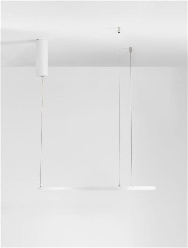 TARQUIN Triac Dimmable Sandy White Aluminium & Acrylic LED 37 Watt 230 Volt 1274Lm 3000K IP20 D: 60 H: 200 cm Adjustable Height