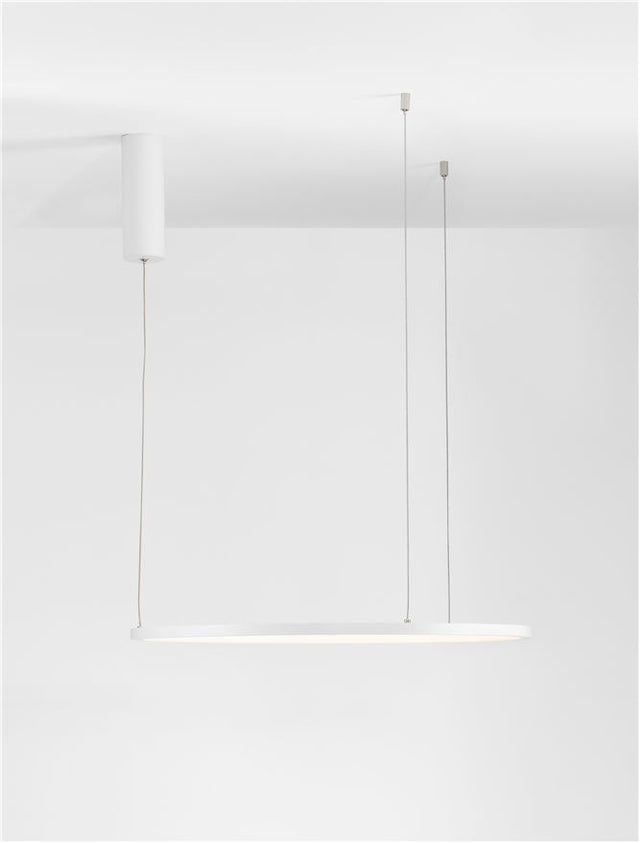 TARQUIN Triac Dimmable Sandy White Aluminium & Acrylic LED 37 Watt 230 Volt 1274Lm 3000K IP20 D: 60 H: 200 cm Adjustable Height