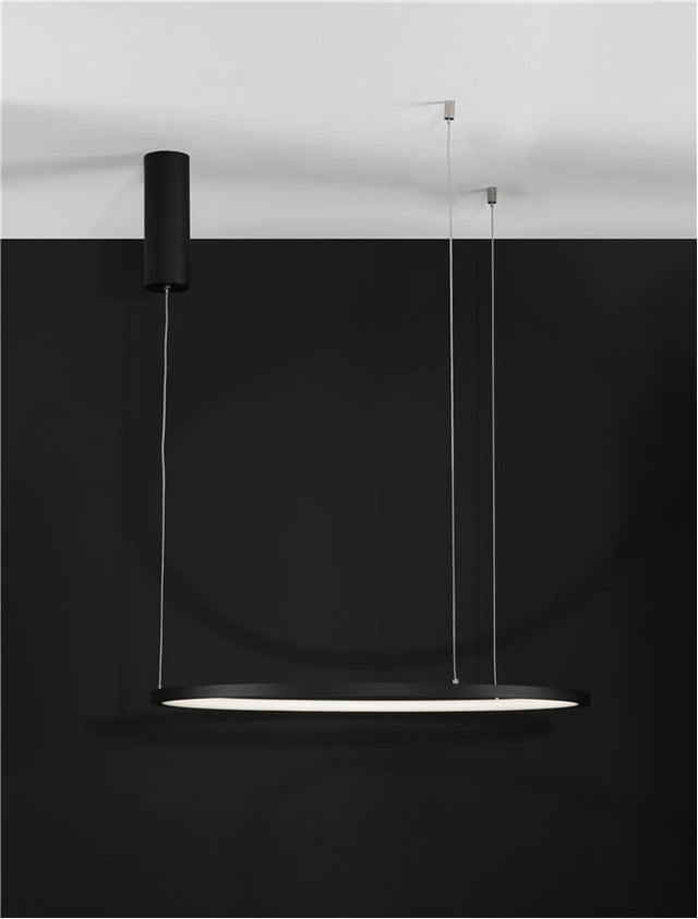 TARQUIN Triac Dimmable Sandy Black Aluminium & Acrylic LED 37 Watt 230 Volt 1274Lm 3000K IP20 D: 60 H: 200 cm Adjustable Height