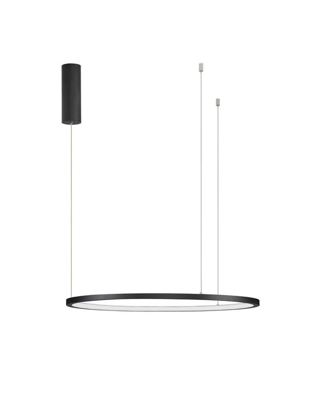 TARQUIN Triac Dimmable Sandy Black Aluminium & Acrylic LED 37 Watt 230 Volt 1274Lm 3000K IP20 D: 60 H: 200 cm Adjustable Height