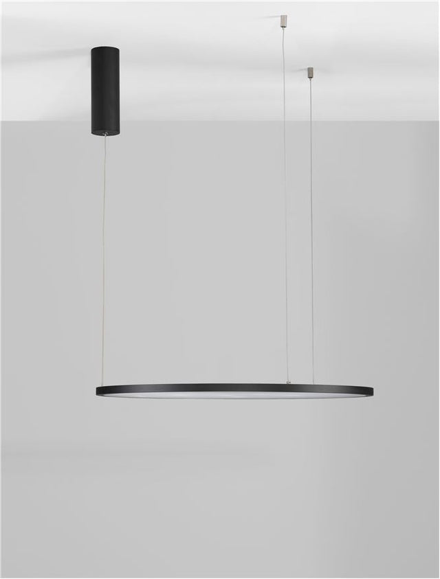 TARQUIN Triac Dimmable Sandy Black Aluminium & Acrylic LED 37 Watt 230 Volt 1274Lm 3000K IP20 D: 60 H: 200 cm Adjustable Height