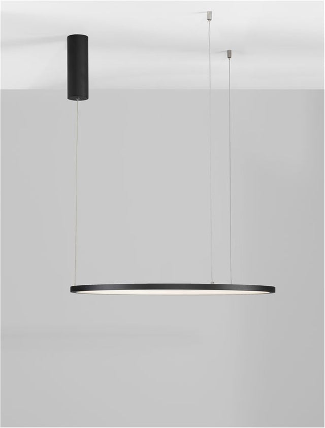 TARQUIN Triac Dimmable Sandy Black Aluminium & Acrylic LED 37 Watt 230 Volt 1274Lm 3000K IP20 D: 60 H: 200 cm Adjustable Height