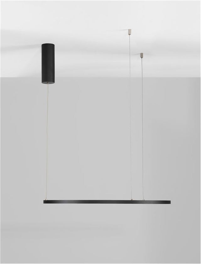 TARQUIN Triac Dimmable Sandy Black Aluminium & Acrylic LED 37 Watt 230 Volt 1274Lm 3000K IP20 D: 60 H: 200 cm Adjustable Height