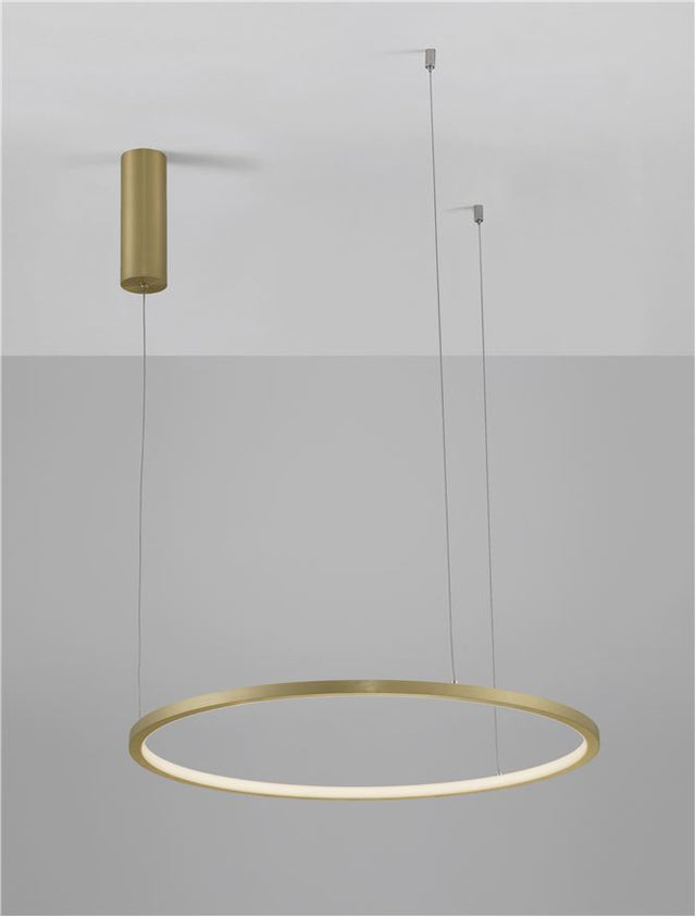 TARQUIN Triac Dimmable Brass Gold Aluminium & Acrylic LED 37 Watt 230 Volt 1274Lm 3000K IP20 D: 60 H: 200 cm Adjustable Height