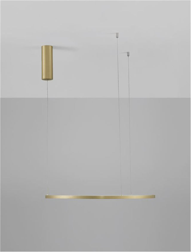 TARQUIN Triac Dimmable Brass Gold Aluminium & Acrylic LED 37 Watt 230 Volt 1274Lm 3000K IP20 D: 60 H: 200 cm Adjustable Height