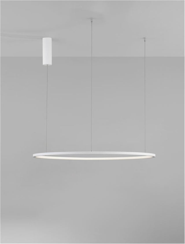 TARQUIN Triac Dimmable Sandy White Aluminium & Acrylic LED 46 Watt 230 Volt 1708Lm 3000K IP20 D: 80 H: 200 cm Adjustable Height