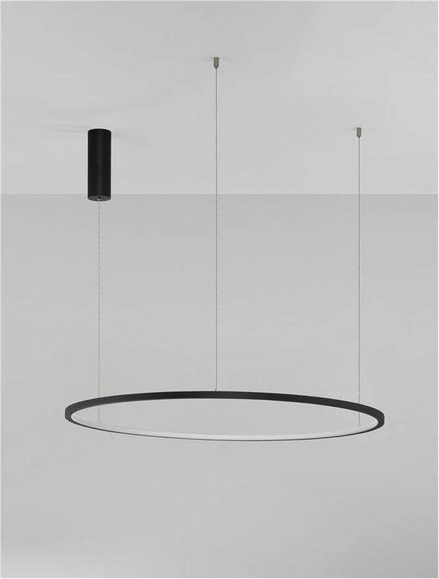 TARQUIN Triac Dimmable Sandy Black Aluminium & Acrylic LED 46 Watt 230 Volt 1708Lm 3000K IP20 D: 80 H: 200 cm Adjustable Height