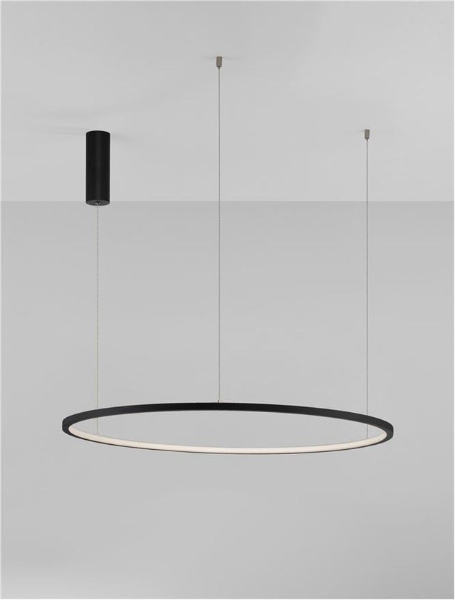 TARQUIN Triac Dimmable Sandy Black Aluminium & Acrylic LED 46 Watt 230 Volt 1708Lm 3000K IP20 D: 80 H: 200 cm Adjustable Height