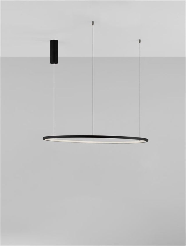 TARQUIN Triac Dimmable Sandy Black Aluminium & Acrylic LED 46 Watt 230 Volt 1708Lm 3000K IP20 D: 80 H: 200 cm Adjustable Height