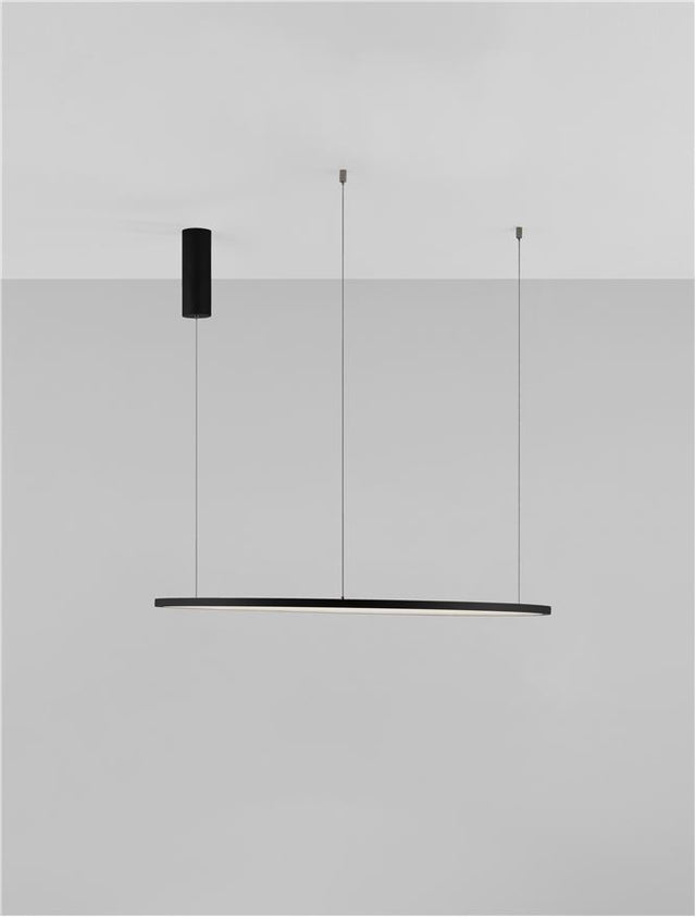 TARQUIN Triac Dimmable Sandy Black Aluminium & Acrylic LED 46 Watt 230 Volt 1708Lm 3000K IP20 D: 80 H: 200 cm Adjustable Height