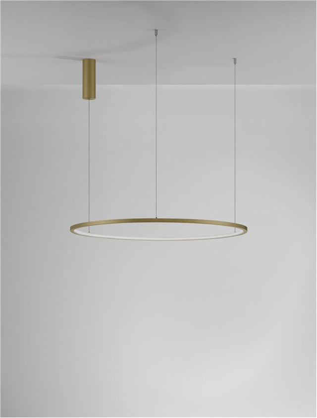 Triac Dimmable Brass Gold Aluminium & Acrylic LED 46 Watt 230 Volt 1708Lm 3000K IP20 D: 80 H: 200 cm Adjustable Height