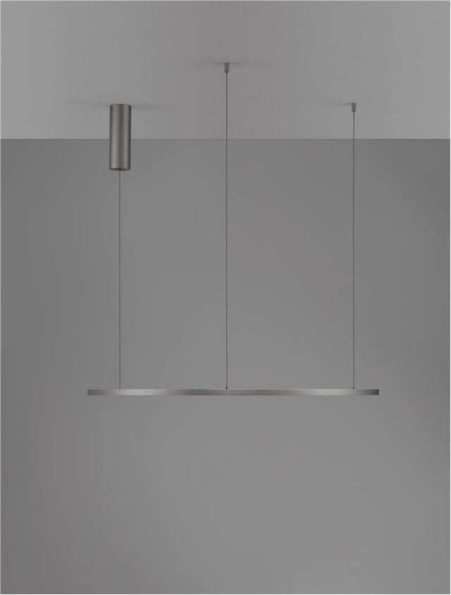 TARQUIN Triac Dimmable Brushed Champagne Silver Aluminium & Acrylic LED 46 Watt 230 Volt 1708Lm 3000K IP20 D: 80 H: 200 cm Adjustable Height