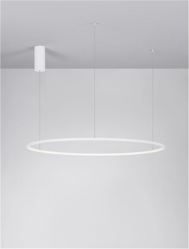 TARQUIN Triac Dimmable Sandy White Aluminium & Acrylic LED 59 Watt 230 Volt 2144Lm 3000K IP20 D: 100 H: 200 cm Adjustable Height