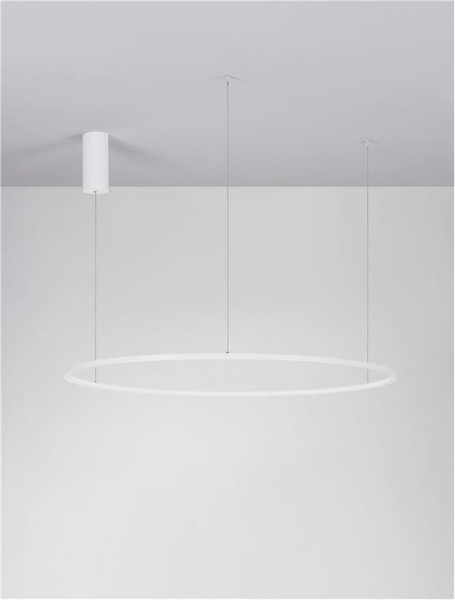 TARQUIN Triac Dimmable Sandy White Aluminium & Acrylic LED 59 Watt 230 Volt 2144Lm 3000K IP20 D: 100 H: 200 cm Adjustable Height