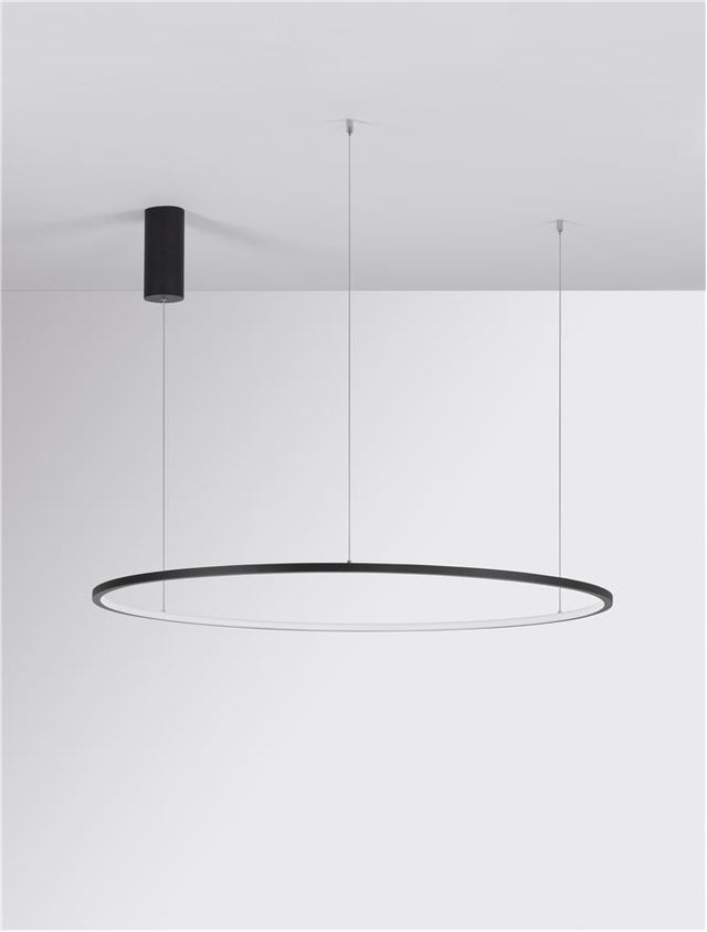 TARQUIN Triac Dimmable Sandy Black Aluminium & Acrylic LED 59 Watt 230 Volt 2144Lm 3000K IP20 D: 100 H: 200 cm Adjustable Height