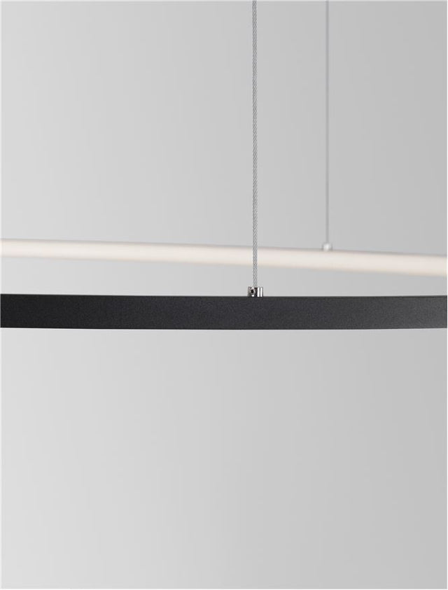 TARQUIN Triac Dimmable Sandy Black Aluminium & Acrylic LED 59 Watt 230 Volt 2144Lm 3000K IP20 D: 100 H: 200 cm Adjustable Height