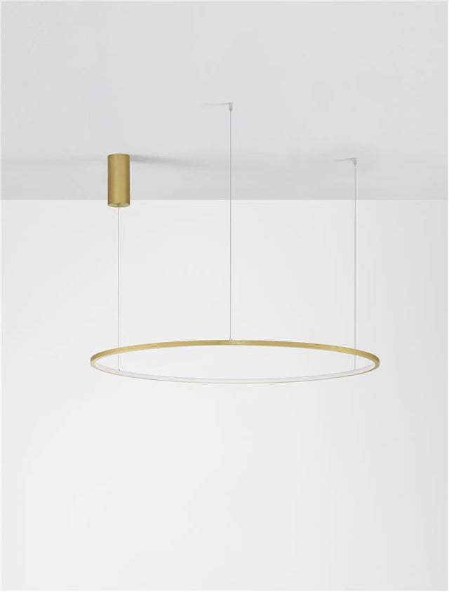 Triac Dimmable Brass Gold Aluminium & Acrylic LED 59 Watt 230 Volt 2144Lm 3000K IP20 D: 100 H: 200 cm Adjustable Height