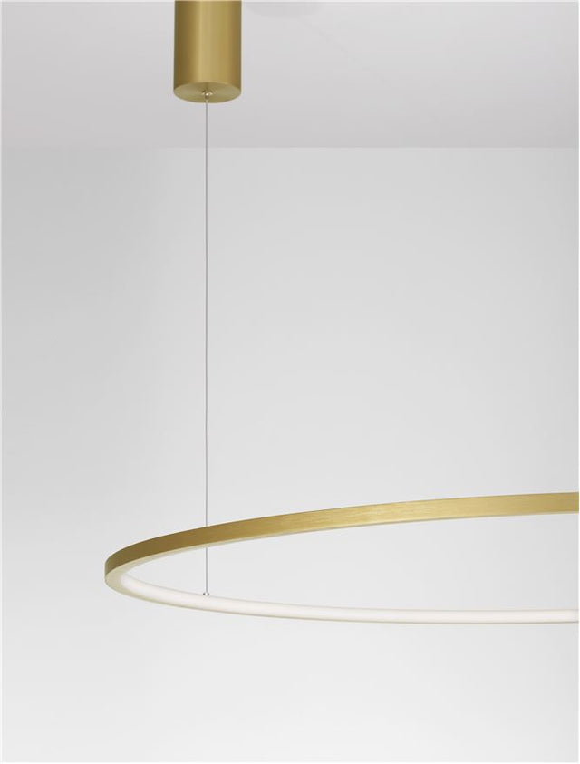 Triac Dimmable Brass Gold Aluminium & Acrylic LED 59 Watt 230 Volt 2144Lm 3000K IP20 D: 100 H: 200 cm Adjustable Height