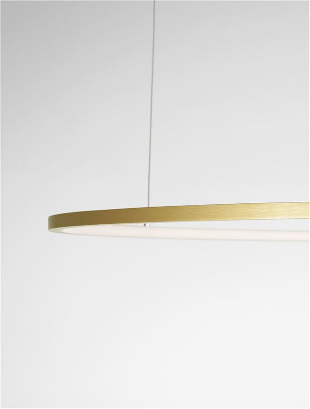 Triac Dimmable Brass Gold Aluminium & Acrylic LED 59 Watt 230 Volt 2144Lm 3000K IP20 D: 100 H: 200 cm Adjustable Height