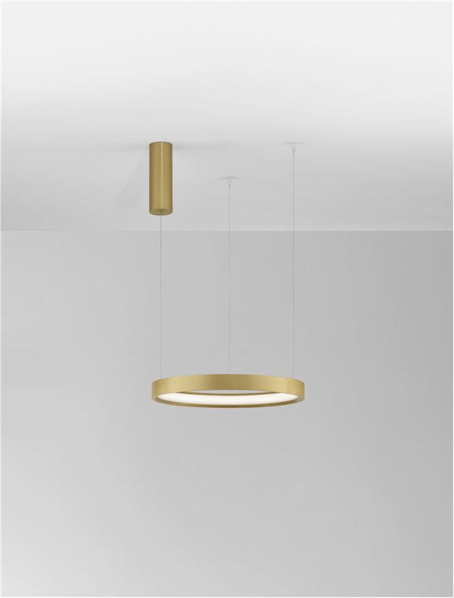 PERRINE Triac Dimmable Brushed Gold Aluminium & Acrylic LED 22 Watt 230 Volt 1540Lm 3000K IP20 D: 40 H: 150 cm Adjustable Height