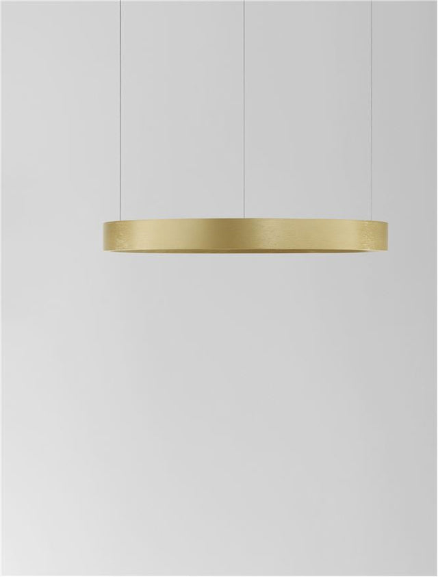 PERRINE Triac Dimmable Brushed Gold Aluminium & Acrylic LED 22 Watt 230 Volt 1540Lm 3000K IP20 D: 40 H: 150 cm Adjustable Height