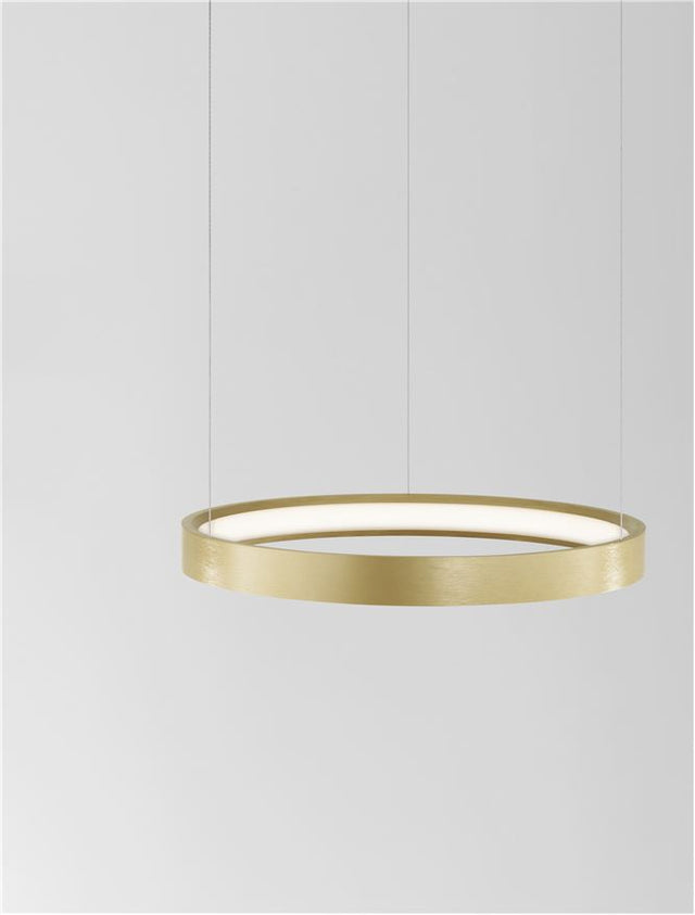 PERRINE Triac Dimmable Brushed Gold Aluminium & Acrylic LED 22 Watt 230 Volt 1540Lm 3000K IP20 D: 40 H: 150 cm Adjustable Height