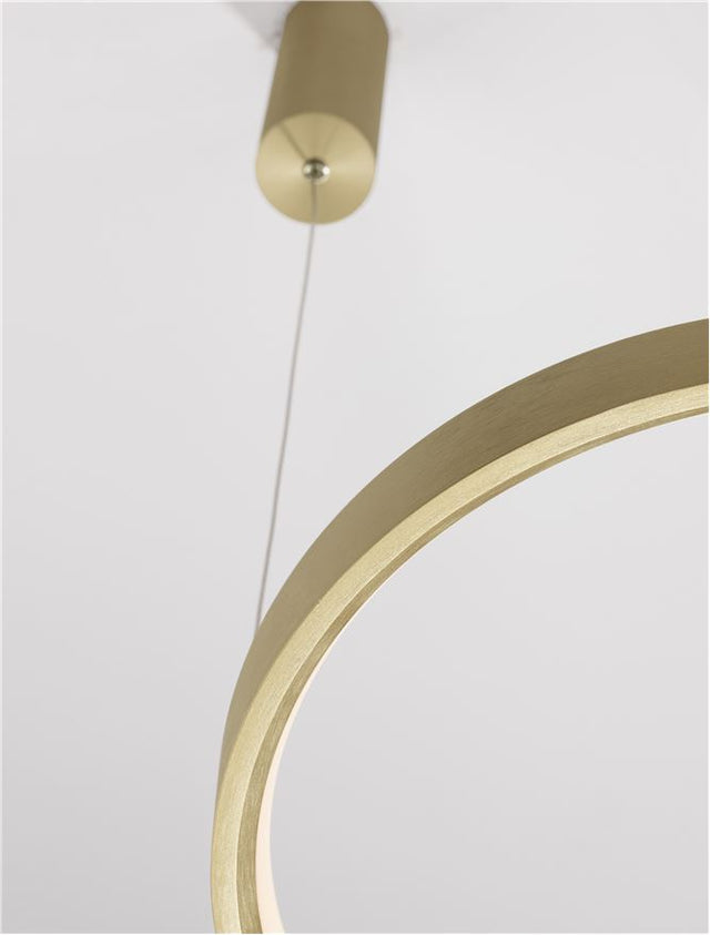 PERRINE Triac Dimmable Brushed Gold Aluminium & Acrylic LED 22 Watt 230 Volt 1540Lm 3000K IP20 D: 40 H: 150 cm Adjustable Height