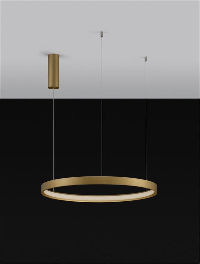 PERRINE Triac Dimmable Brushed Gold Aluminium & Acrylic LED 40 Watt 230 Volt 2800Lm 3000K IP20 D: 60 H: 150 cm Adjustable height