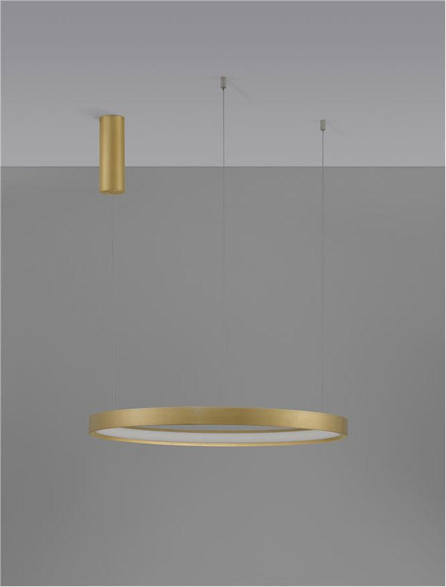 PERRINE Triac Dimmable Brushed Gold Aluminium & Acrylic LED 40 Watt 230 Volt 2800Lm 3000K IP20 D: 60 H: 150 cm Adjustable height