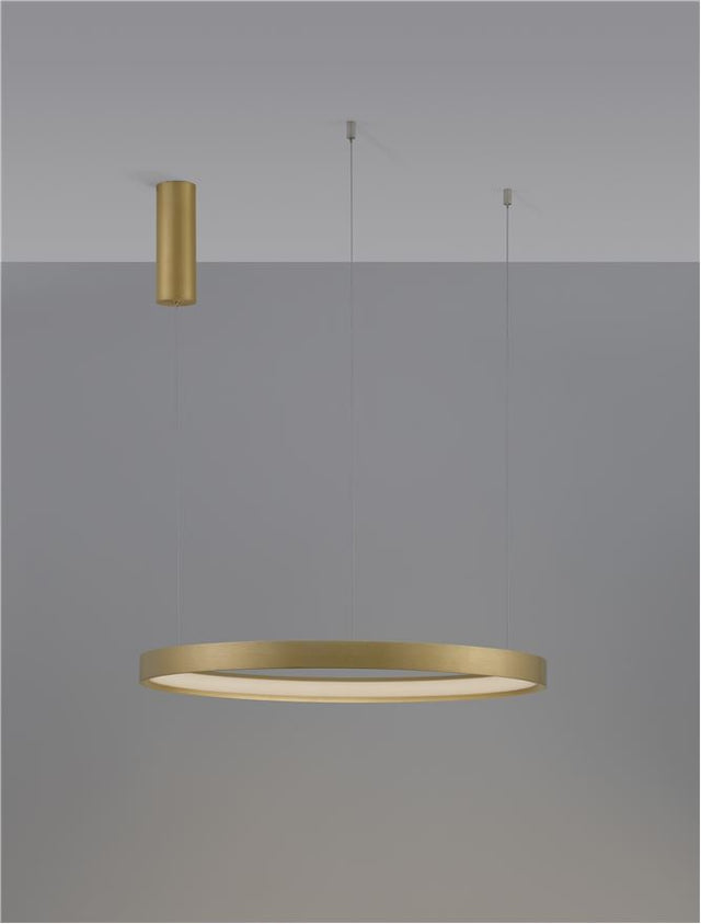 PERRINE Triac Dimmable Brushed Gold Aluminium & Acrylic LED 40 Watt 230 Volt 2800Lm 3000K IP20 D: 60 H: 150 cm Adjustable height