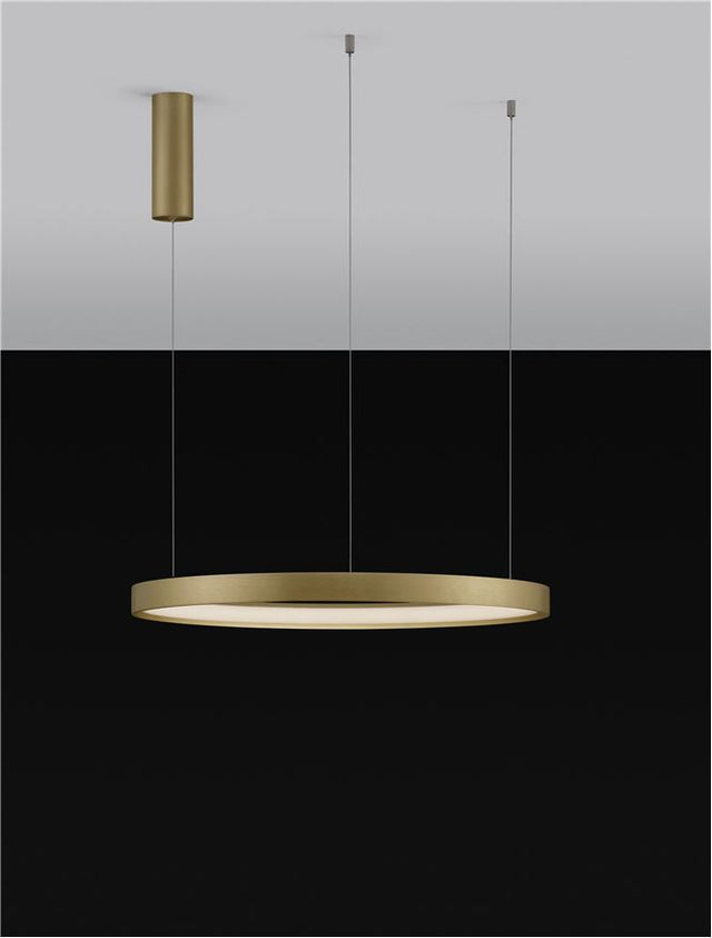 PERRINE Triac Dimmable Brushed Gold Aluminium & Acrylic LED 40 Watt 230 Volt 2800Lm 3000K IP20 D: 60 H: 150 cm Adjustable height