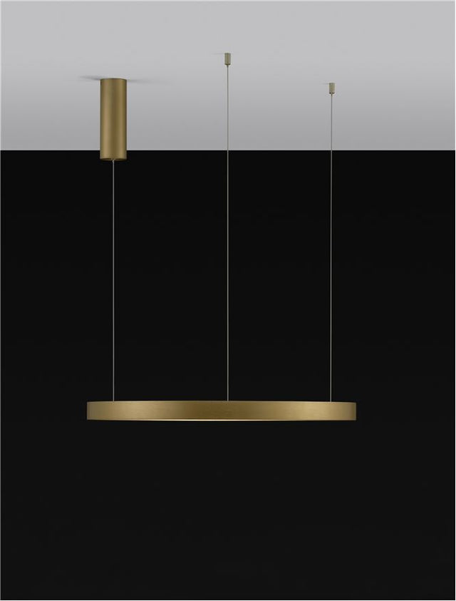 PERRINE Triac Dimmable Brushed Gold Aluminium & Acrylic LED 40 Watt 230 Volt 2800Lm 3000K IP20 D: 60 H: 150 cm Adjustable height