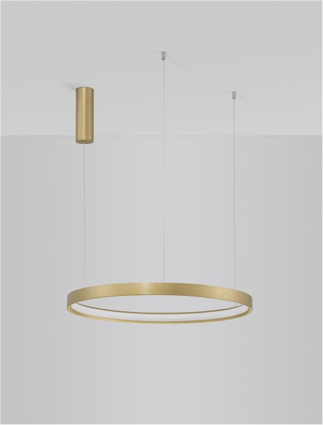 PERRINE Triac Dimmable Brushed Gold Aluminium & Acrylic LED 40 Watt 230 Volt 2800Lm 3000K IP20 D: 60 H: 150 cm Adjustable height