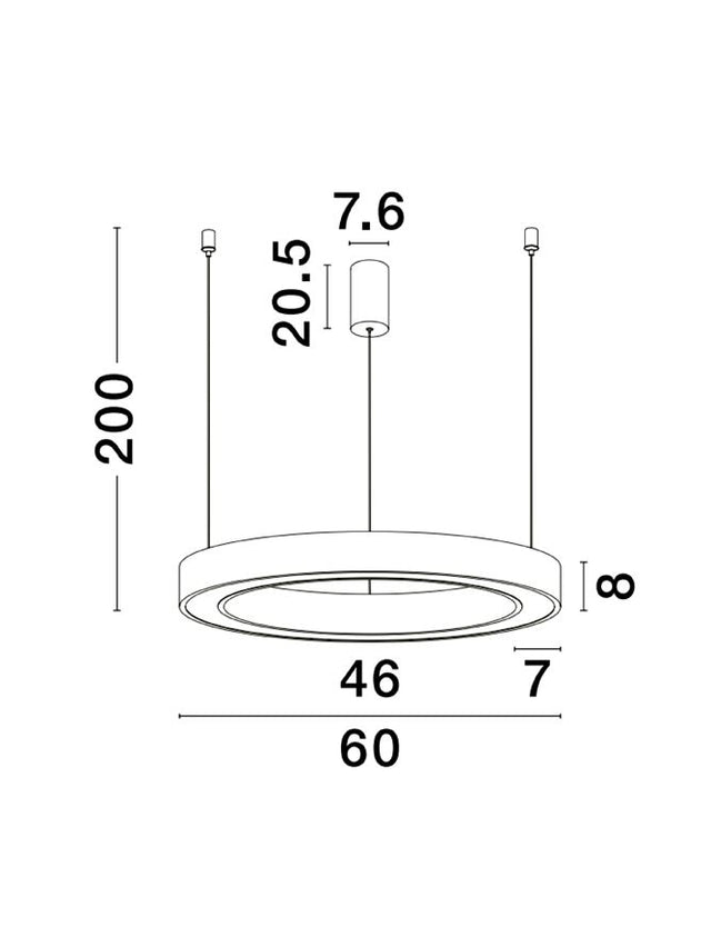 MORBIDO CCT Dimmable Sandy White Aluminium & Acrylic LED 48 Watt 230 Volt 3268Lm 2700K - 4000K IP20 Remote Control Included D: 60 H: 200 cm Adjustable Height