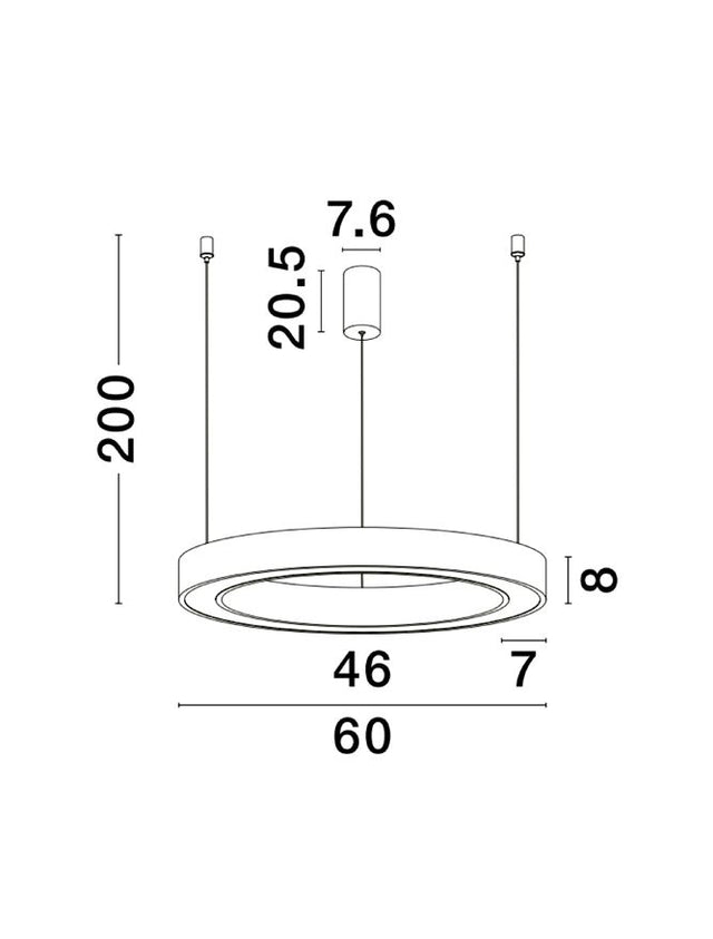 MORBIDO CCT Dimmable Sandy Black Aluminium & Acrylic LED 48 Watt 230 Volt 3268Lm 2700K - 4000K IP20 Remote Control Included D: 60 H: 200 cm Adjustable Height