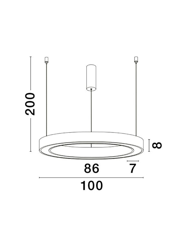 MORBIDO CCT Dimmable Sandy White Aluminium & Acrylic LED 80 Watt 230 Volt 4373Lm 2700K - 4000K IP20 Remote Control Included D: 100 H: 200 cm Adjustable Height