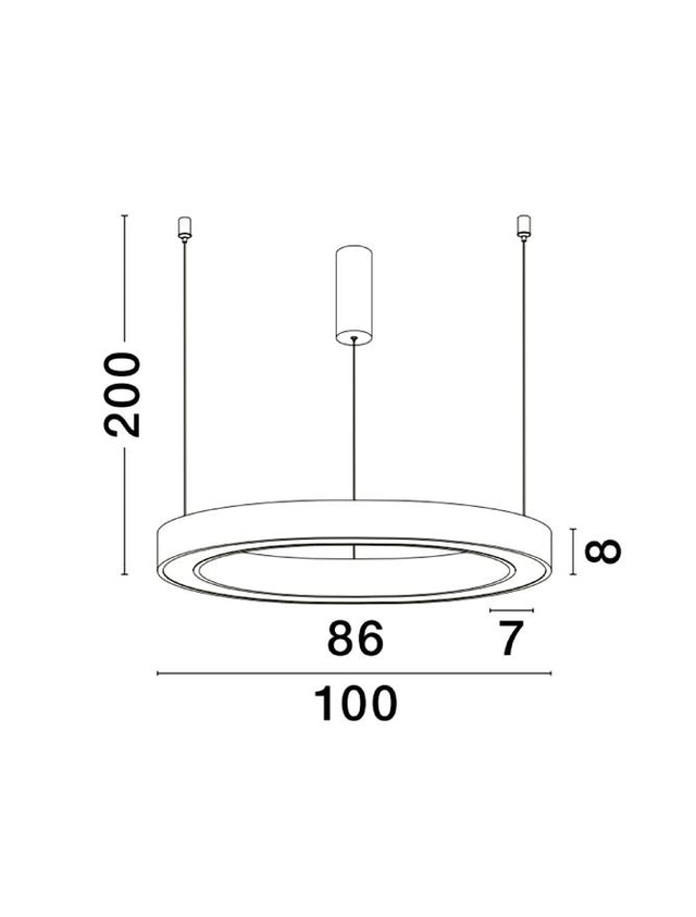 MORBIDO CCT Dimmable Sandy Black Aluminium & Acrylic LED 80 Watt 230 Volt 4373Lm 2700K - 4000K IP20 Remote Control Included D: 100 H: 200 cm Adjustable Height