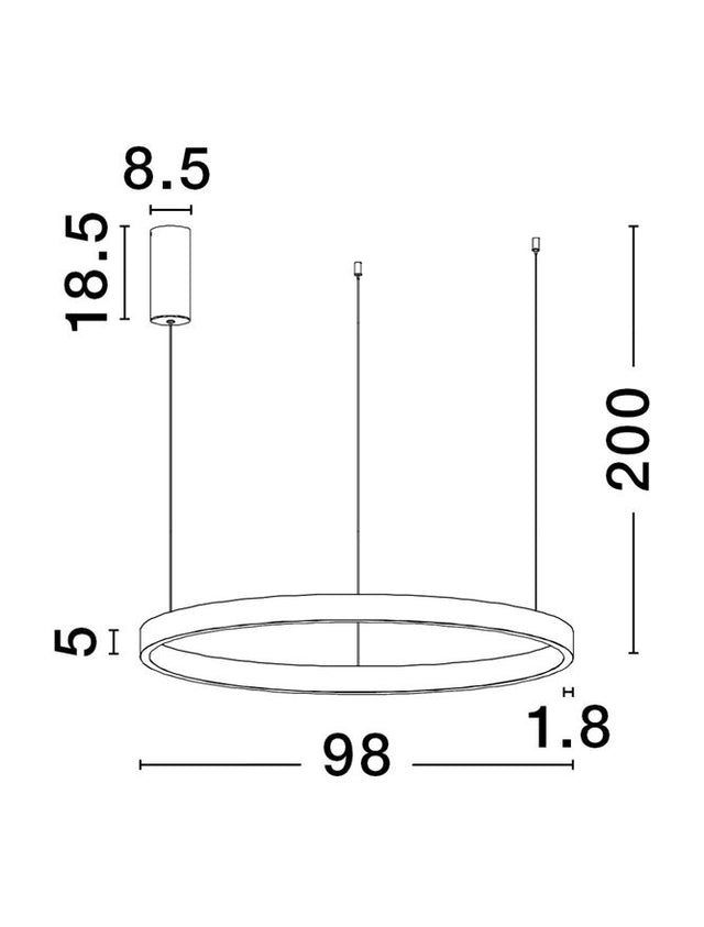 ELOWEN Triac Dimmable Sandy White Aluminium & Acrylic LED 106 Watt 230 Volt 4899Lm 3000K IP20 Up & Down Light D: 98 H: 200 cm Adjustable Height