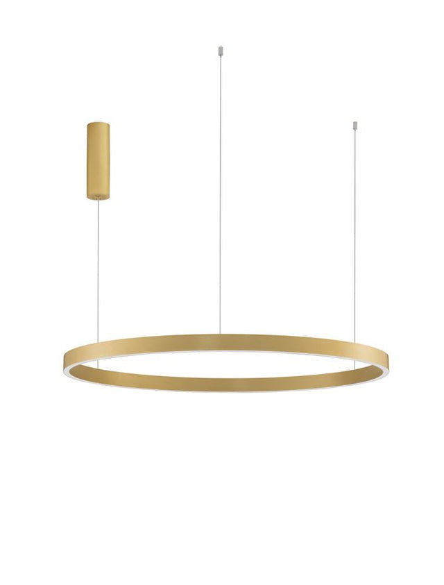 ELOWEN Triac Dimmable Brushed Gold Aluminium & Acrylic LED 106 Watt 230 Volt 4899Lm 3000K IP20 Up & Down Light D: 98 H: 200 cm Adjustable Height