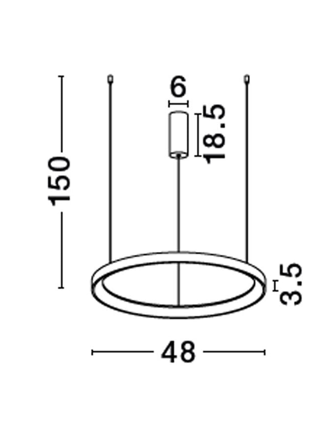 PERTINO 2700K Triac Dimmable Sandy White Aluminium & Acrylic LED 38 Watt 230 Volt 2175Lm IP20 D: 48 H: 150 cm Adjustable Height