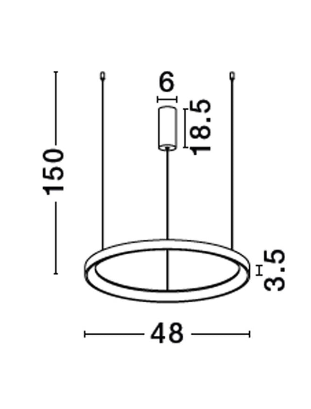 PERTINO 2700K Triac Dimmable Sandy Black Aluminium & Acrylic LED 38 Watt 230 Volt 2175Lm IP20 D: 48 H: 150 cm Adjustable Height