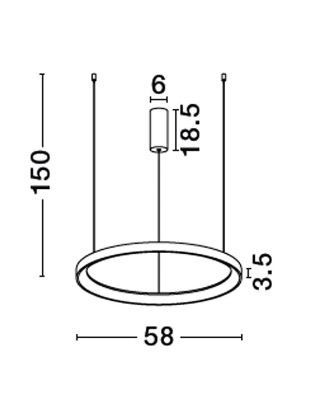 PERTINO 2700K Triac Dimmable Sandy Black Aluminium & Acrylic LED 48 Watt 230 Volt 2773Lm IP20 D: 58 H: 150 cm Adjustable Height